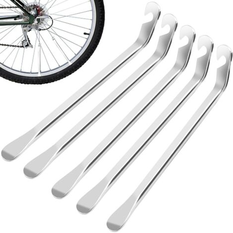5 Pièces Demonte Pneu Velo Métal, Levier Démonte-Pneu en Acier au Carbone Outil de Remplacement de Pneu de Vélo Réparation de Pneu Pour Changer les Chambres à Air de Pneus de Vélo per Biciclette (1/5)