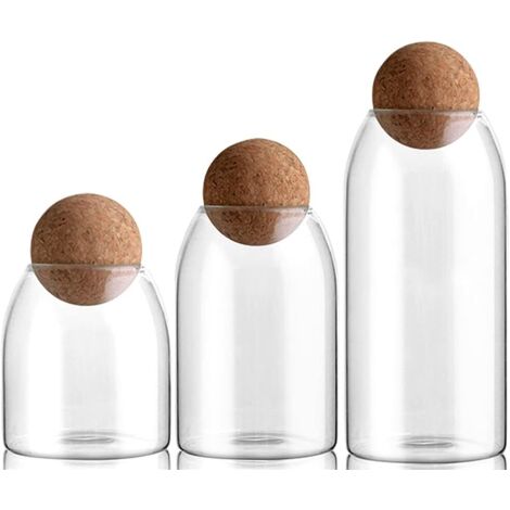 3 Pièces Bocaux en Verre avec Couvercle Bocaux - De Rangement pour Cuisine Ensemble De Contenants avec Couvercles Contenants Hermétiques pour Pâtes, Farine, Garde-Manger, Céréales (1/5)