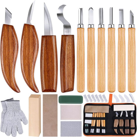 Kit de 17 Outils de Sculpture sur Bois Professionnels - Ciseaux à Graver & Gouges - Manche Carré Antidérapant - Pour Débutants & Experts (1/3)