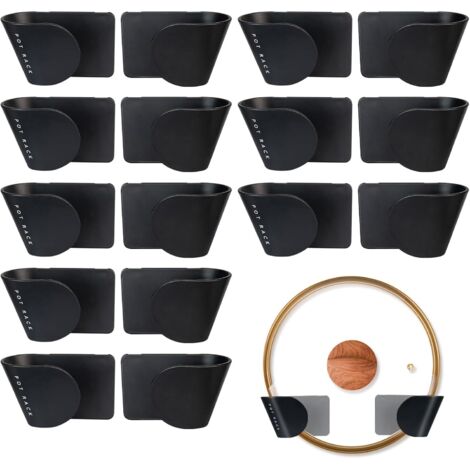 Support Couvercle de Pot Casserole Porte Adhésifs - Supports de Rangement Mural 8 Paires Organisateur D'ustensiles de Sans Poinçon pour la Maison,la Cuisine (1/5)