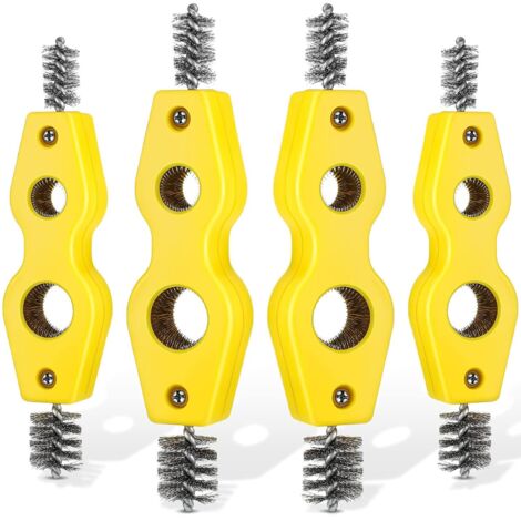 DOLASO Lot de 4 brosses de nettoyage pour tuyaux en cuivre 4 en 1 Brosse pour tuyaux en cuivre Nettoie l'intérieur et l'extérieur Nettoyeur de filetage Outil de nettoyage de brosse de plombier pour in (1/5)