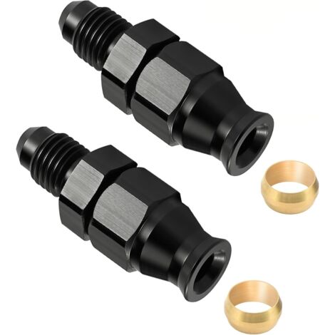 Adaptateur de raccord à compression DOLASO 6AN mâle vers 3/8" Hardline en aluminium noir 2 pièces (1/5)