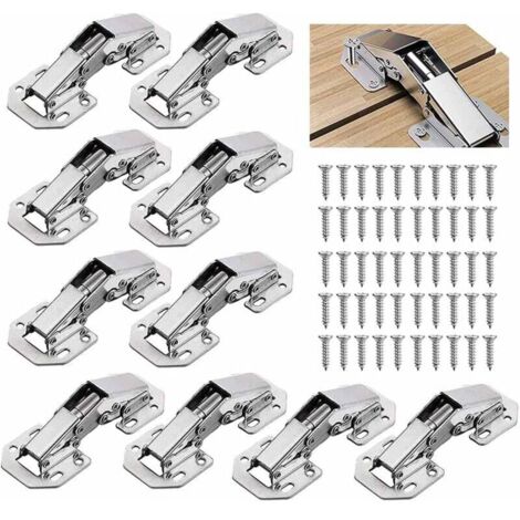 10 PCS Charniere Porte Placard avec Vis, 3 Pouces 90°Charniere Meuble pour Armoires de Porte Cuisine (1/5)