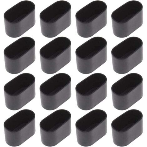 Dolaso – Lot de 16 embouts de protection pour pieds de chaise – Caoutchouc noir 20x40mm – Réduit bruit et rayures sur sols durs - Noir16 (1/5)