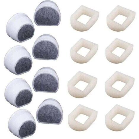Lot de 16 Préfiltres en Mousse et Filtre à Carbone Compatible avec PetSafe Drinkwell Fountain INOX 360 Avalon Pagoda Seascape et Sedona Fontaines, Filtre pour Fontaine à Eau Chat Chien,DEBUNS (1/5)