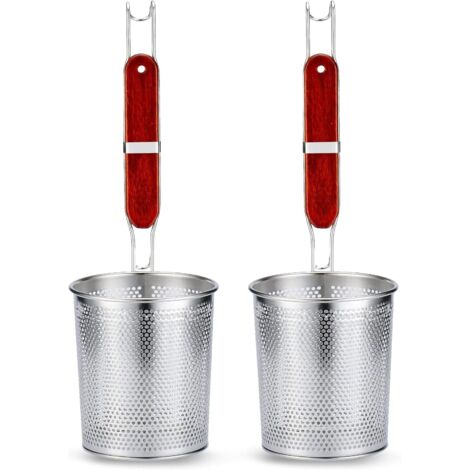 DOLASO Lot de 2 passoires à pâtes micro-perforées en acier inoxydable avec poignée, pour raviolis et nouilles, panier à pâtes (diamètre 12 cm) (1/5)