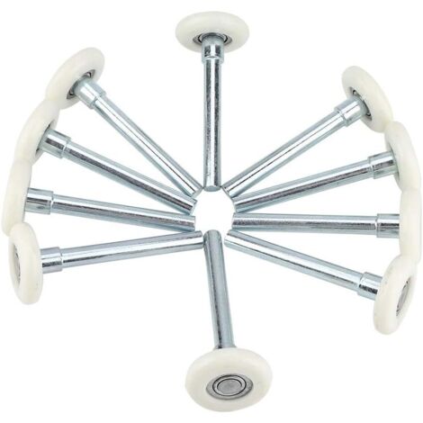 Dolaso – Lot de 10 roulettes de porte de garage en nylon – Charge max 350N – Dimensions 4.5x4.5x11cm – Pour portes coulissantes et de douche (1/5)