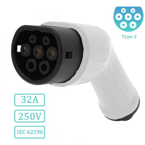 Nannigr EV + Prise de Câble de Charge pour Voiture Electrique Type 2 à Type 2 IEC 62196, Prise de Remplacement de Câble Chargeur Voiture Electrique, 3-Phase 32A (22 KW)