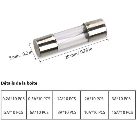 LOCOPOW Lot de 100 fusibles plats 5 A 7,5 A 10 A 15 A 20 A