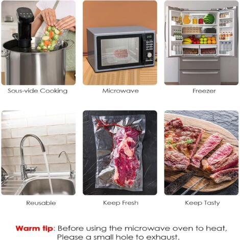 Sacs Sous Vide Alimentaire KitchenBoss 20x30cm - 120 Sachets, épaisseur 175 µm, Compatibles Toutes Machines - Pour Congélation Et Cuisson Sous Vide