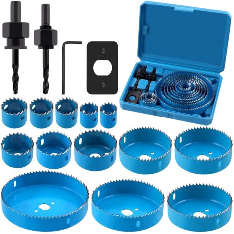 L&H-Cfcahl – Kit de 17 scies cloches bi-métal 19-127mm – Acier carbone pour bois, plaques de plâtre et plastique – Profondeur de coupe 25mm