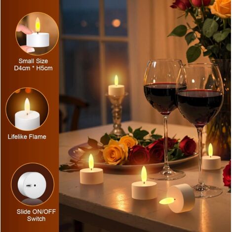 Lot De 6 Bougies LED Rechargeables Avec Station De Charge & Télécommande - Flamme Vacillante, Timer, Pour Maison Et événements - 2
