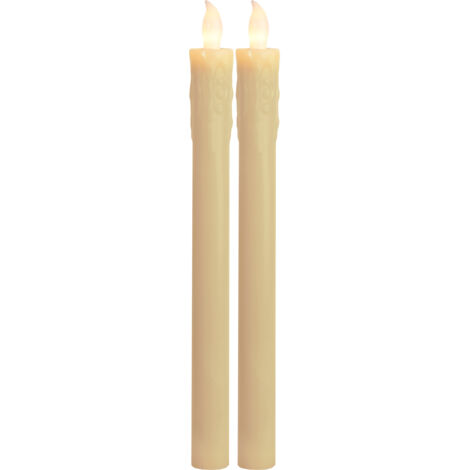 Star Trading Lot de 2 bougies bâtons LED de Star Trading, bougie LED, lumière de bougie blanc chaud pour bougeoirs, décoration de Noël à piles en plastique champagne, hauteur : 25 cm (1/4)