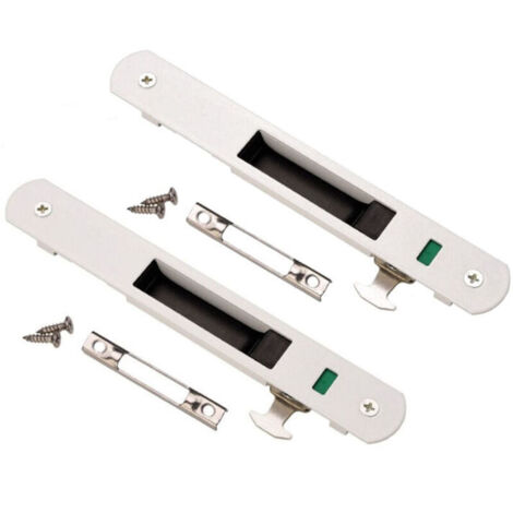 Serrure de Porte Coulissante Moderne pour Fenêtre et Porte Coulissante en Verre, Sécurité à Domicile(Blanc) (1/4)