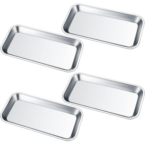 4 Pièces Plateau à Instruments, Rectangulaires en Acier Inoxydable, pour Laboratoire - 22,5x11,5x1,6 cm (1/5)