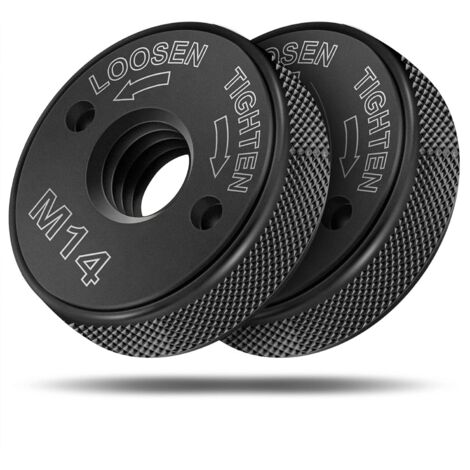 Ecrou à dégagement rapide Ventvinal SDS Clic M14, pour toutes les meuleuses d'angle d'AEG, Black & Decker, Dewalt, Flex, Hitachi, Metabo, Makita etc. (2x écrou de serrage), noir (1/5)