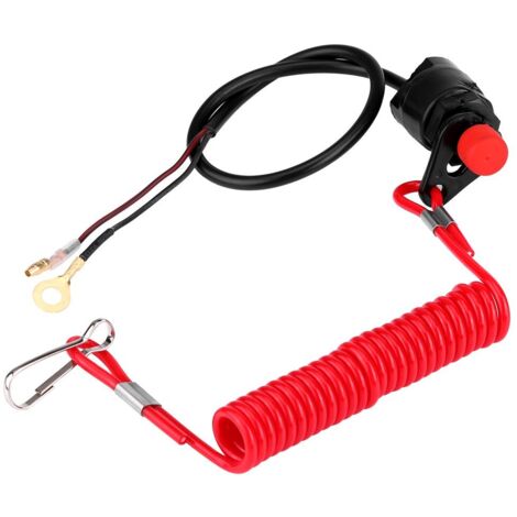 Interrupteur d'Arrêt de Moteur Universel 12V avec Longe et Cordon pour Hors-bord, Tondeuses, Moto, Véhicules Tout-terrain (1/5)