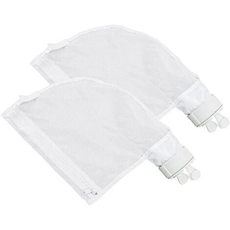 Lot de 2 Sacs Filtrants pour Nettoyeur de Piscine Polaris 280 et 480 Design Zippé et Réglable en Blanc (1/8)