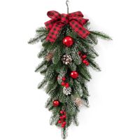 Guirlandes de Noël pour la décoration extérieure, guirlande de Noël, ornement de pomme de pin, accessoires décoratifs, pendentif mural, fleur de simulation pour décoration murale intérieure et extérie