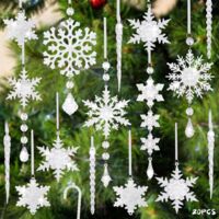 10Pcs Décorations de Noël Flocons de Neige Glaçons en Acrylique Sapin de Noël Pendentifs Transparentes Ornementaux pour Sapin de Noël Suspensions de Noël Décoration de Sapin de Noël (20)