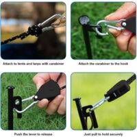 4 Cordes à Cliquet Réglables – 4m, Nylon Réfléchissant, Pour Tente, Camping, Randonnée