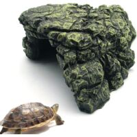 LAOA Cachette Reptile Caverne pour Reptile Terrarium Tortue Terrestre Plate-Forme Cachette Abri, Roches Résine Île Flottante Aquarium en Pierre Décor pour Tortue Petits Lézards (L)
