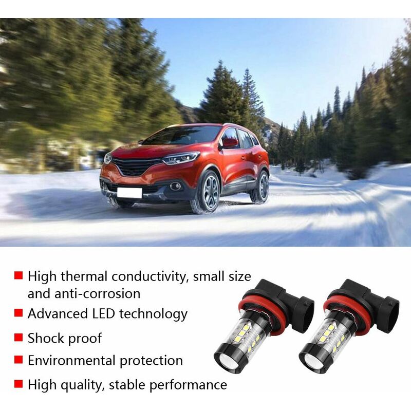 2X H11 H9 H8 Ampoules LED 39SMD 12V-24V - Pour Phares Antibrouillard, DRL  Feux de diurnes, Véhicule, Voiture, Camion, Fourgon, Moto - Cdiscount Auto