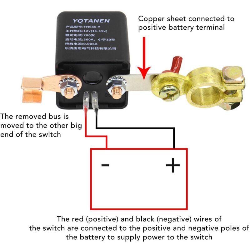 GLORHA Commutateur D'Isolateur de Batterie, 12-48V Interrupteur Isolateur  de Batterie Cut Off pour Voitures, Bateaux,Véhicules