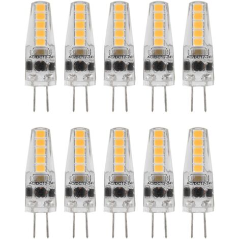 SJLERST 10pcs Ampoules LED G4, 2W 3000K AC 12-24V Ampoules à Intensité Variable pour Lustre Plafonnier Lampe de Table Blanc Chaud