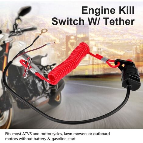 SJLERST Coupe Circuit Bateau, Moto Hors-Bord Tondeuses à Gazon D'urgence Kill Interrupteur D'arrêt W/Longe Cordon Cordon