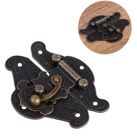 Lot De 2 Fermoirs Anciens Pour Armoire, Loquet Droit, Bronze, Vis Incluses, 33x28mm