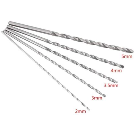 Kit 5 Forets Hélicoïdaux HSS Extra-Longs 2-5mm - 155mm Pour Métaux, Bois, Plastique | Perçage Profond