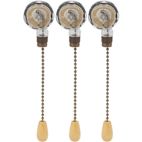 SJLERST 3Pcs Interrupteur à tirette pour ventilateur de plafond, Remplacement anti-corrosion, Commande de lumière à chaîne 250V 3A 125V 6A