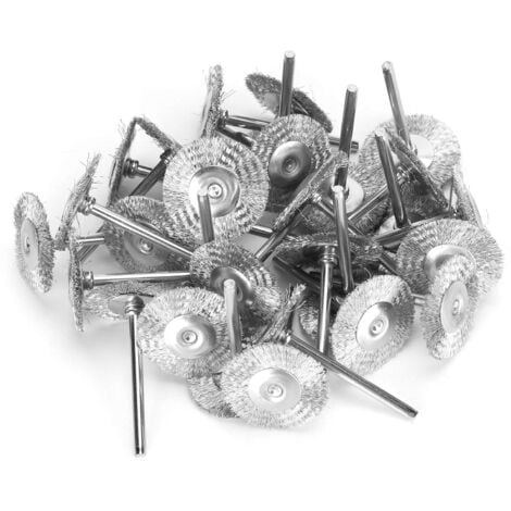 SJLERST 30pcs ensemble de brosses métalliques, roues de polissage de brosse en fil d'acier en laiton kit complet pour outils rotatifs Dremel(Fil d'acier inoxydable)