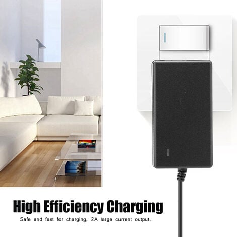 SJLERST Adaptateur d'alimentation de charge sûre AC 100-240V DC 21V 2A pour batterie lithium-ion, prise EU, remplacement