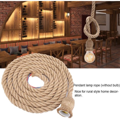 SJLERST 3m E27 Vintage Chanvre Corde Plafonnier Base Pendentif Lampe Ampoule Titulaire 85-265V