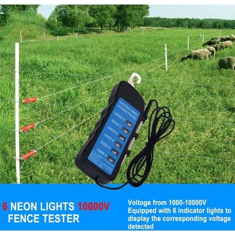 SJLERST Testeur de tension, testeur de tension sans contact 10000V, testeur de clôture électrique à pince de poche pour test de tension de clôture électrique de ferme testeur électrique étanche