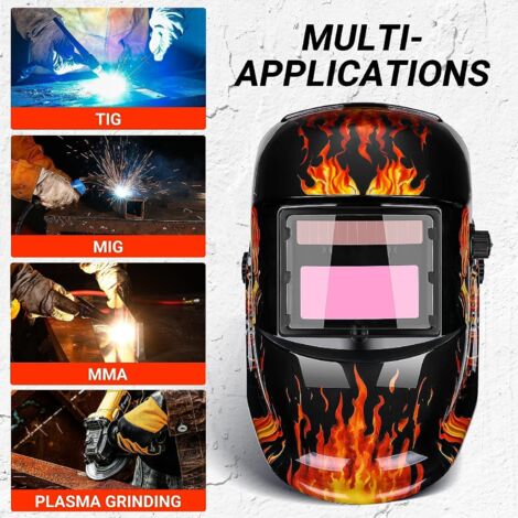 SJLERST Masque de soudage crâne à mise au point variable sombre avec filtre LCD à assombrissement automatique pour soudeur ARC TIG MIG Grind