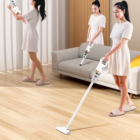 SJLERST Aspirateur sans fil 2 en 1 Silencieux Rechargeable Portable Puissant Aspirateur Vertical avec Brosse pour Sol pour la Maison