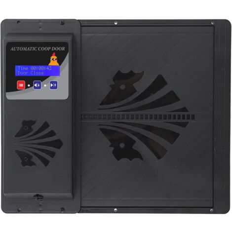 Sjlerst – Porte automatique de poulailler électrique avec minuterie – Affichage LED – Conception anti-pincement – Plastique durable noir