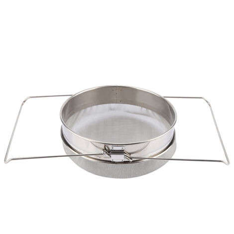 Passoire à coulisse double tamis inox, passoire à miel en acier inoxydable - vol