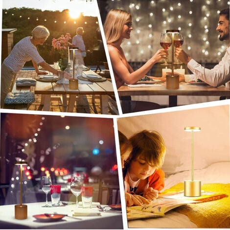 SJLERST lampe de table sans fil rechargeable usb, Lampes de table sans filpour chevet, camping, interieur, exterieur, terrasse, restaurant,noir Lampe de chevet