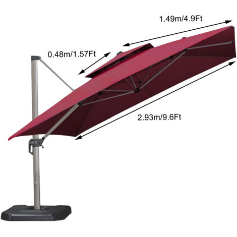 Toile De Rechange Parasol 3x3m Bleu - Tissu Résistant UV Eau Pour Parasol Jardin Terrasse