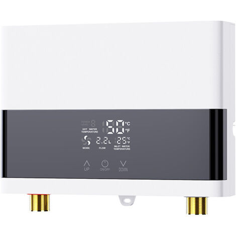 Chauffe eau instantane 220V 6000W Gistuch, Chauffe eau sans sans réservoir à économie d'énergie avec télécommande, auffe eau electriques pour la douche de salle de bains à la maison avec led (blanc) (1/5)