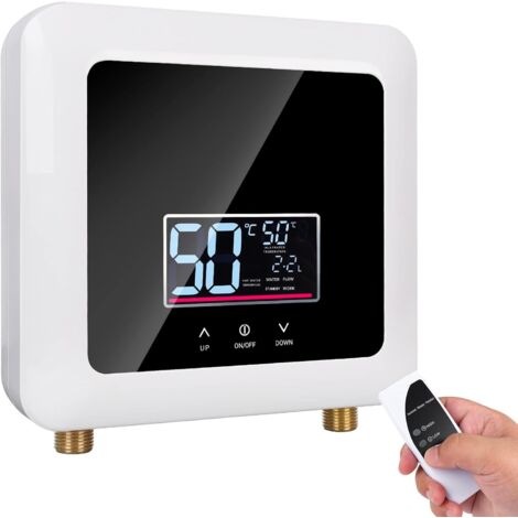Chauffe eau instantane 7500W Nannigr chauffe eau electrique sans réservoir affichage led mural support thermostat mode/réglage de puissance pour maison cuisine salle de bains