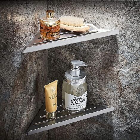 Nannigr Lot de 2 étagères de douche d'angle en acier inoxydable 304 pour murs carrelés, étagère encastrée pour la rénovation de salle de bain (brossée)