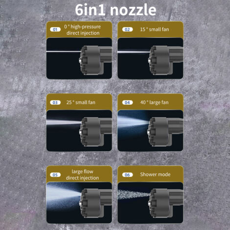Nettoyeur Haute Pression Sans Fil JEMORA - Pistolet Batterie Avec 2 Accumulateurs, Buse 6-en-1 Et Mousse, Idéal Voiture Jardin Terrasse