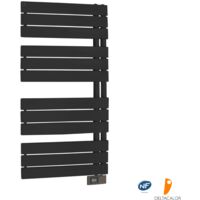 Deltacalor – Sèche-serviettes électrique asymétrique 500W – Thermostat digital – Programmation hebdomadaire – Chauffage rapide pour 6 m² – RAL 7016 anthracite