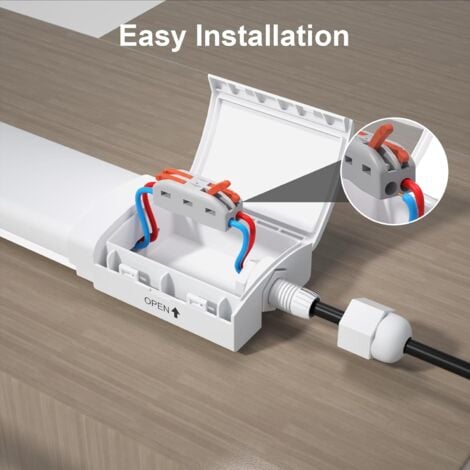 Modlicht Néon LED 60CM Réglette LED Connectée 18W 1980Lumen Blanc Froid 5000K Tube Néon, IP65 Imperméable Luminaire Plafonnier pour Atelier, Garage, Sous Sol, Bureau, Grand Magasin, Blanc