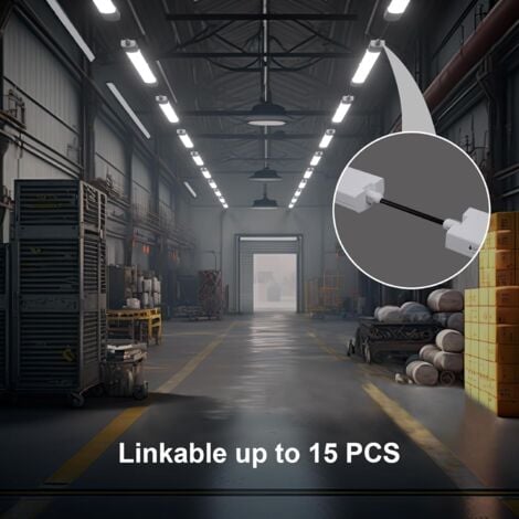 Modlicht Néon LED 60CM Réglette LED Connectée 18W 1980Lumen Blanc Froid 5000K Tube Néon, IP65 Imperméable Luminaire Plafonnier pour Atelier, Garage, Sous Sol, Bureau, Grand Magasin, Blanc